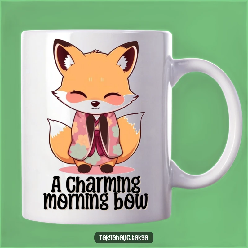 Funny Fox Kimono Mug: Graceful Bowing Wink Gift, Perfect for Playful Friends
