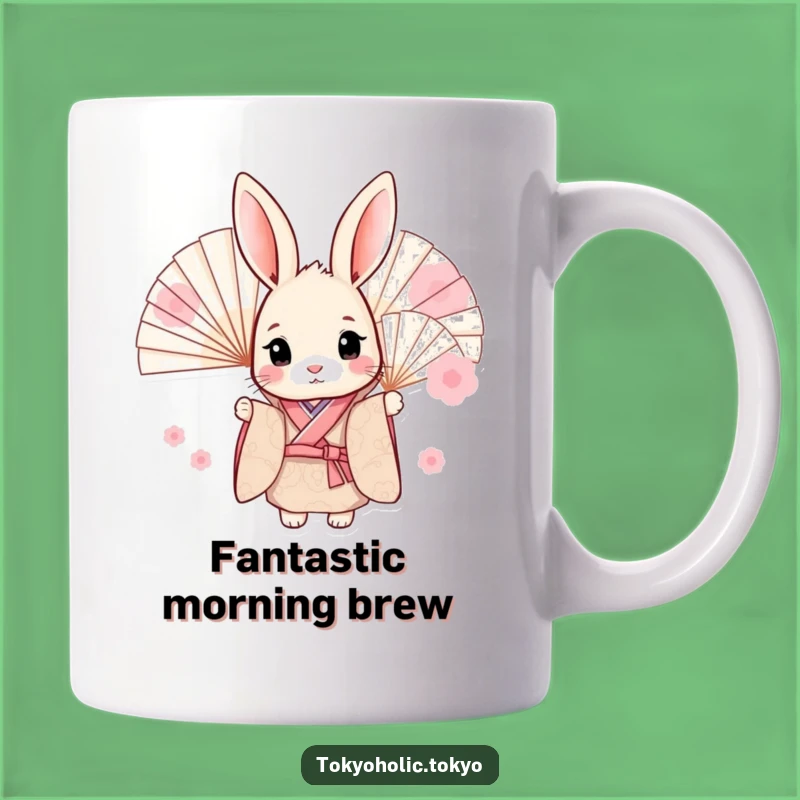 Funny Sweet Bunny Kimono Mug: Adorable Peeking Rabbit, Perfect Funny Gift for Animal Lovers