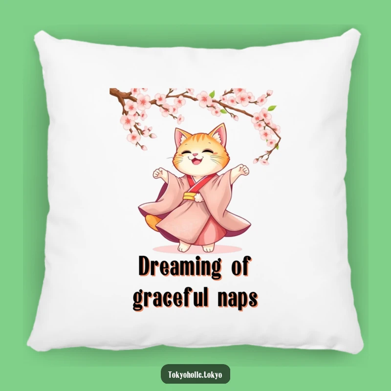 Funny Cat Kimono Pillow: Cozy Blossom Dancer Cushion, Perfect Decorative Funny Gift