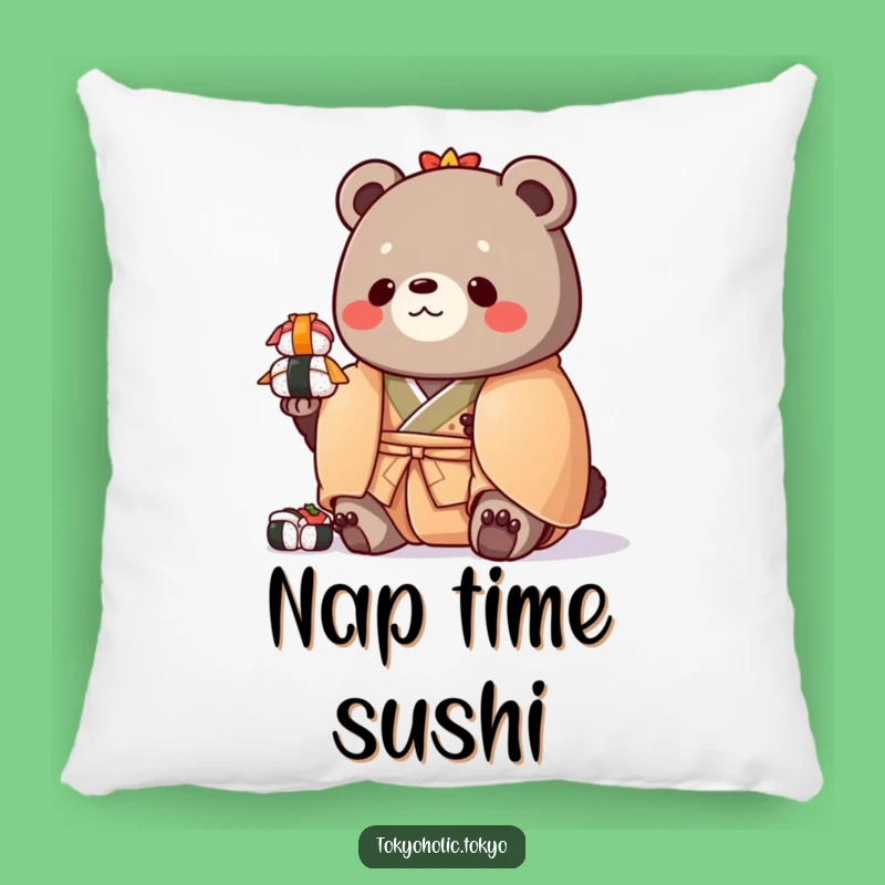 Funny Chubby Bear Sushi Pillow: Soft Kimono Bear Cushion, Cozy Funny Gift Accent