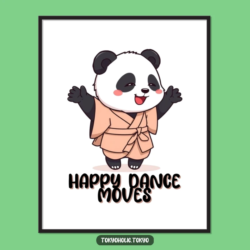 Funny Panda Dance Art Print: Digital Kimono Panda Decor, Unique Funny Gift