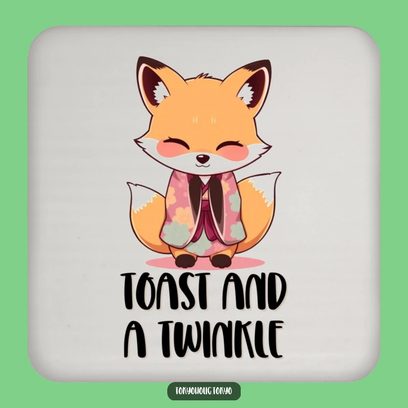 Funny Fox Kimono Coaster: Playful Bowing Decor, Protect Surfaces Funny Gift