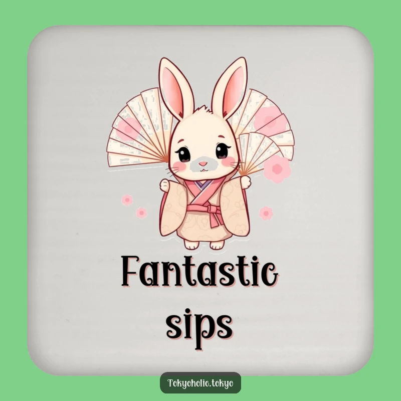 Funny Sweet Bunny Kimono Coaster: Protect Surfaces with Peeking Rabbit Charm, Cute Funny Gift
