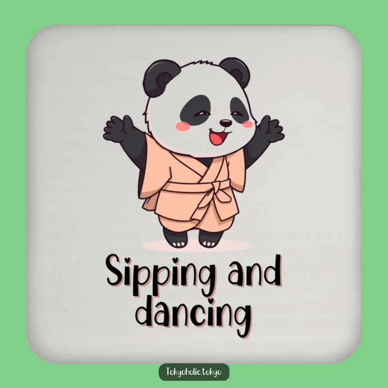 Funny Panda Dance Coaster: Kimono Panda Protection, Cute Funny Gift