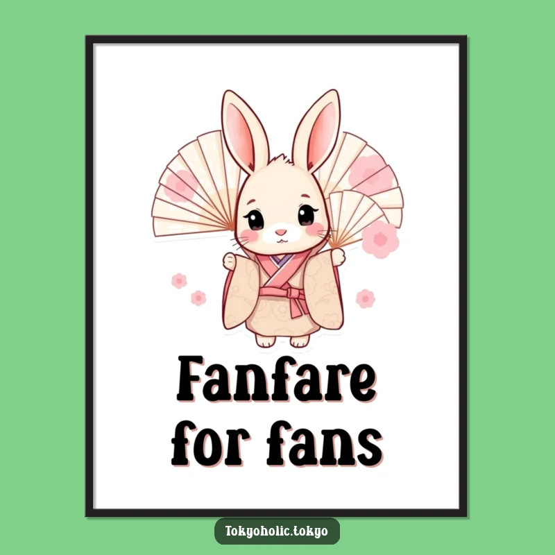 Funny Sweet Bunny Kimono Poster: Charming Peeking Rabbit Wall Art, Unique Funny Gift Decor