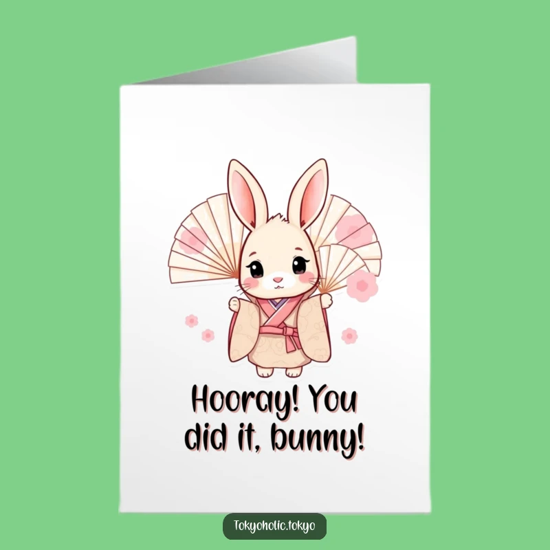Free Printable Congrats Card: Funny Bunny Kimono Peek-a-boo - Downloadable Gift