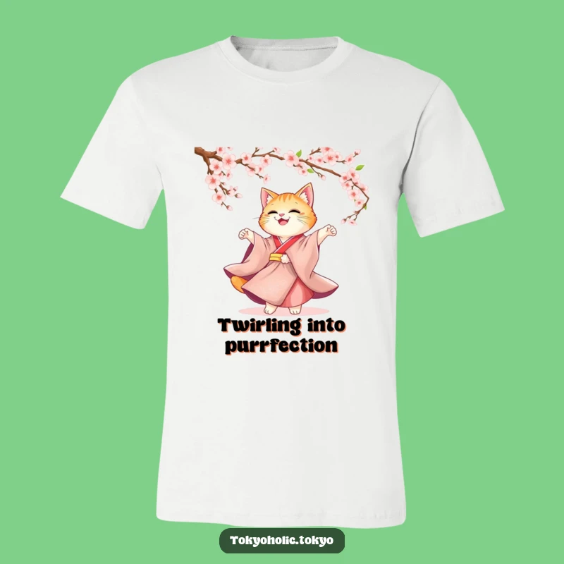 Funny Cat Kimono T-Shirt: Joyful Blossom Dancer Tee, Whimsical Funny Gift