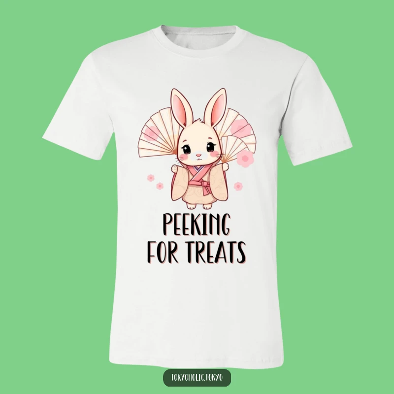 Funny Sweet Bunny Kimono T-Shirt: Cute Peeking Rabbit Tee, Ideal Funny Gift for Style
